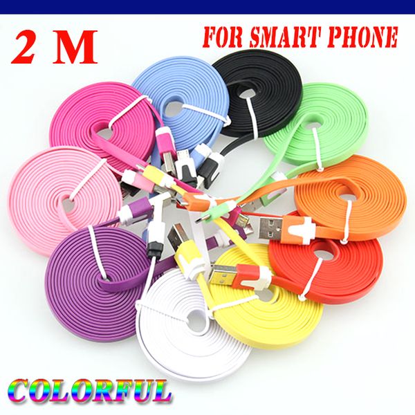 

500pcs/lot new 3ft 6ft 10ft colorful noodle flat v8 micro 5pin usb data charger cable for samsung galaxy s4 i9500 s3 i9600 s7 n7100