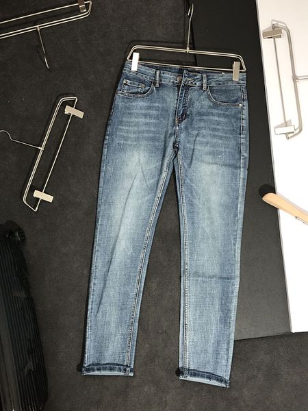 

mens designer fashion elasticit trousers all-match jeans cowboy famous brand zipper designer slim skinny jeans hip hop denim, Blue
