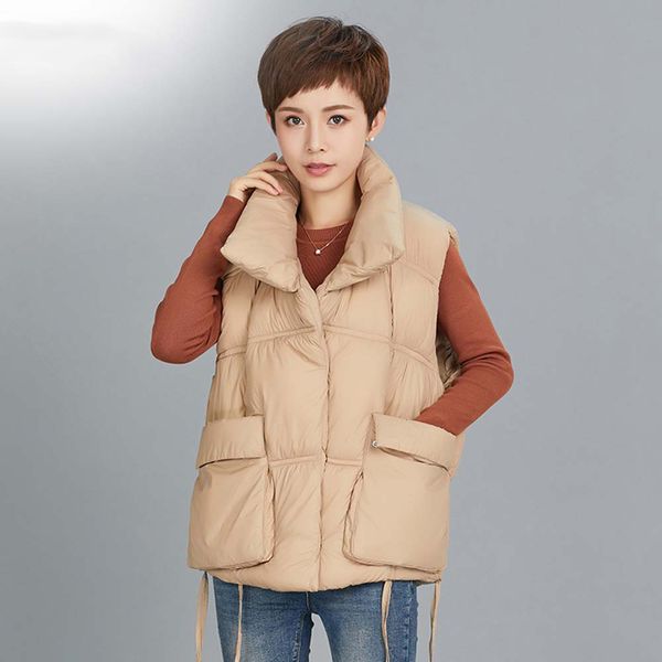 

new arrival autumn winter cotton jacket women vest short turn down collar vest winter waistcoat women, Black;brown