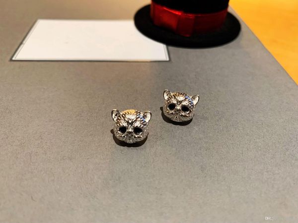

copper cat earring women customized manual studs gift animal jewelry, Golden;silver