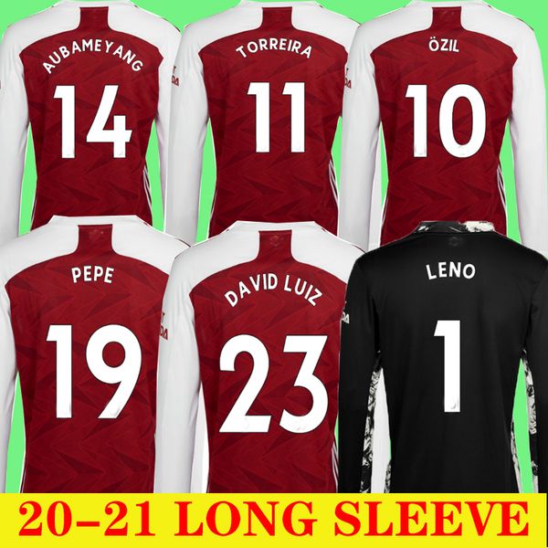 

20 21 длинного рукава футбол джерси дом 2020 2021 ceballos салиб martinelli pepe дом вдали третий вратарь рубашка футбол, Black;yellow