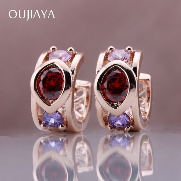 

dangle & chandelier oujiaya luxury 585 rose gold round earrings natural zircon simple exquisite wedding party fine jewelry women a41, Silver