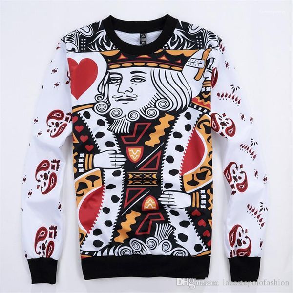 

print mens sweatshirts designer red heart k. hommer fashion spring and autumn clothes poker card, Black