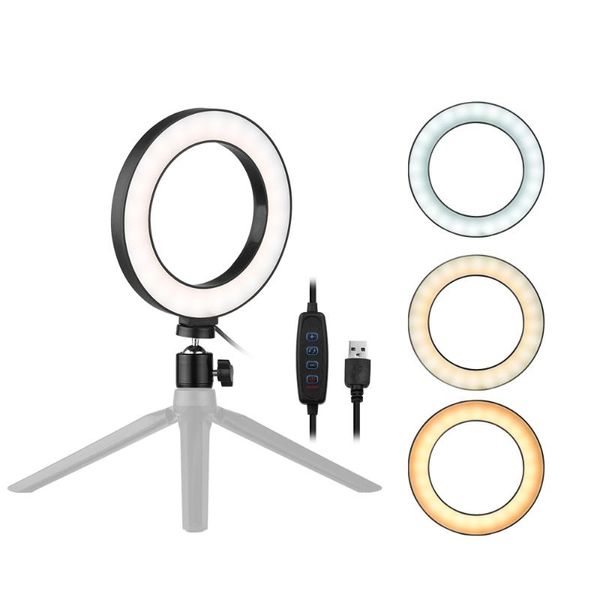 

flash heads 6 inch led ring light po lamp 3200k-5500k camera pography ringlight for youtube video live streaming portrait
