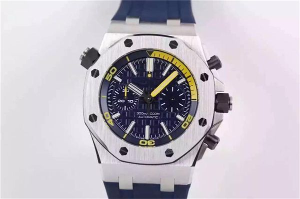 

tw 26703 montre de luxe 3124 movement watches 42mm steel case imported rubber watchband mens watch with super luminous watches, Slivery;brown