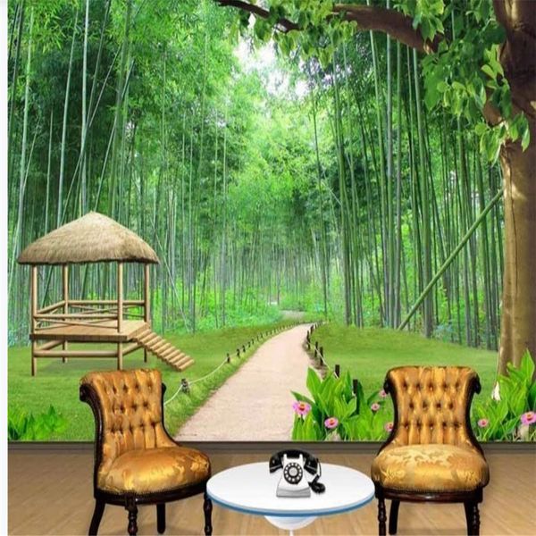 3d murais papel de parede para sala de estar bela paisagem wallpapers floresta de bambu Wallpapers 3D caminho fundo