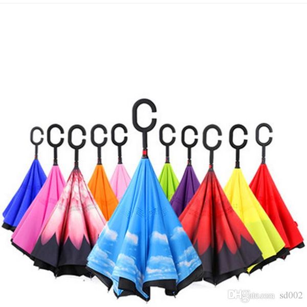 

c shape handle inverted umbrella inside out self stand windproof umbrellas reverse double layer foldable bumbershoot new arrival 29 3bx cb