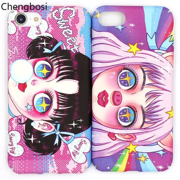 

cgjxsjapanese comic girl frosted phone case for iphone 6 6s 78 plus fashion creative painted hard shell for iphone x girls lady