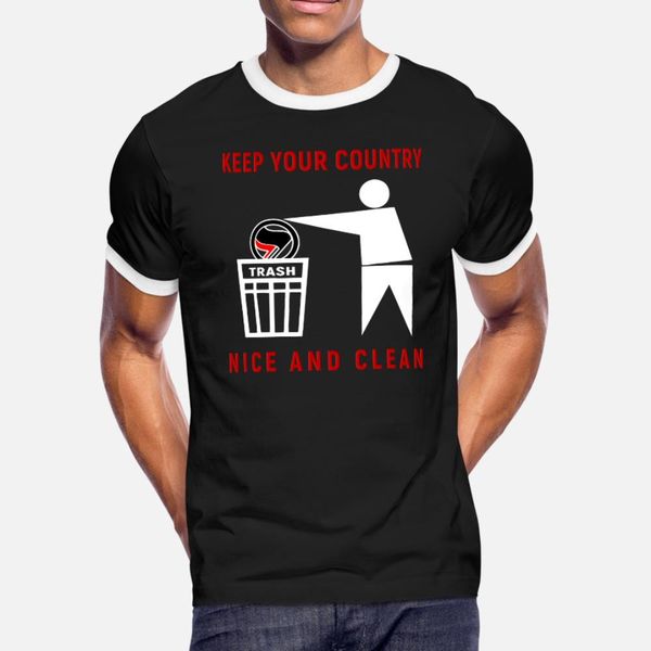 

keep your country nice and clean t shirt men knitted short sleeve round collar standard famous building summer pattern shirt
