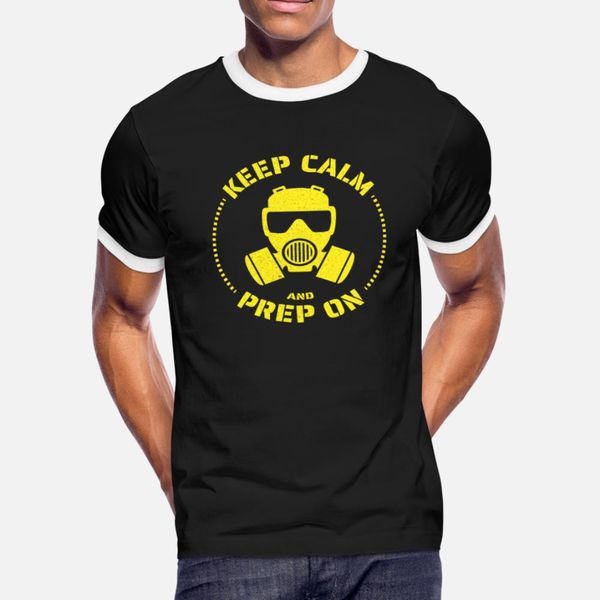 

keep calm and prep on prepper prepping gas mask t shirt men custom cotton o-neck gift new style summer unique shirt