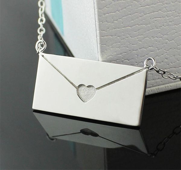 

пользовательские ювелирные изделия конверт s925 серебряное ожерелье neckless леди ожерелье слова нанесите гравировку серебро женщины мужчины, Silver