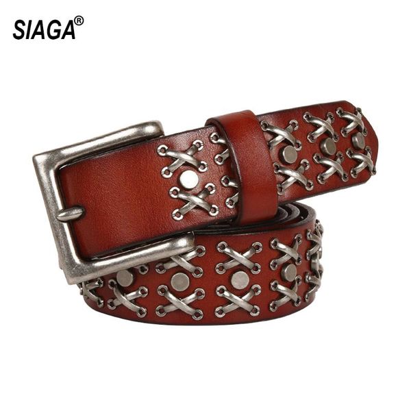 

siaga unisex персонализированного ретро pin пряжка твердые натуральная кожа ремни для женщин handmake джинсов аксессуары 3.8cm ширина sa009, Black;brown