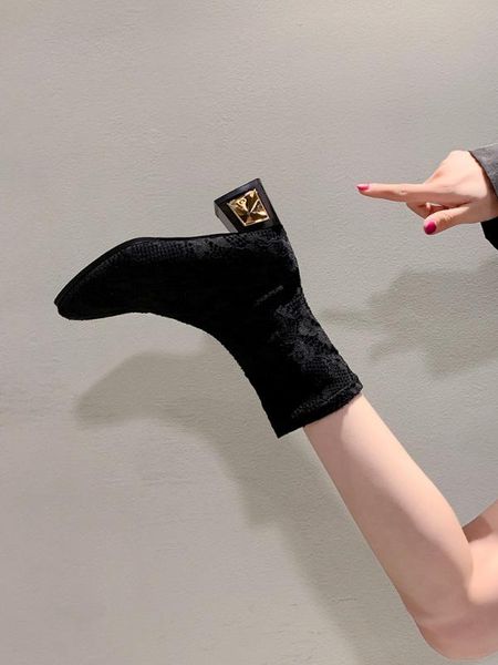 

brand women's shoes round toe white ankle boots boots-women booties ladies fashion rock low 2020 autumn med rubber, Black