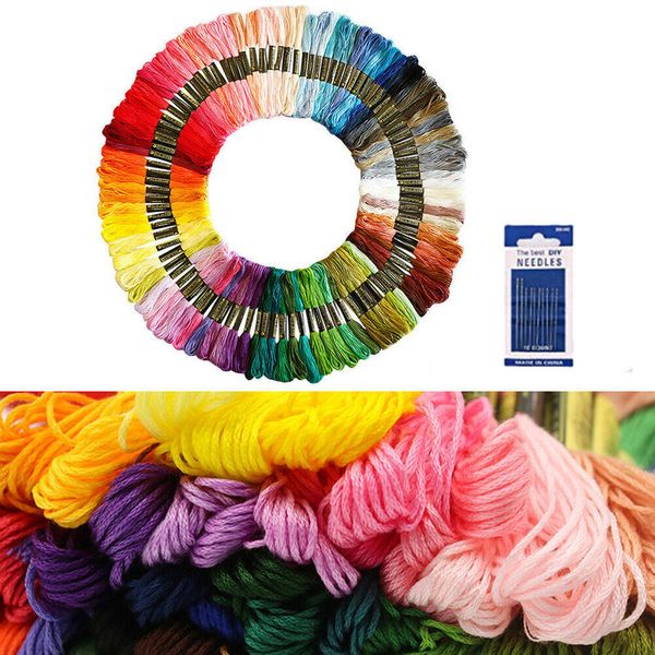 

124 colors cross stitch embroidery thread hoop sewing skeins floss starter kit