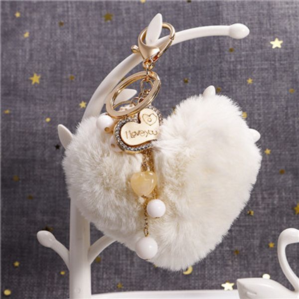 

pompom брелок подвеска pearl кисточка пушистого flush искусственного мех кролик брелка для женщин девушки сердца сумки подвески высокого кач, Silver
