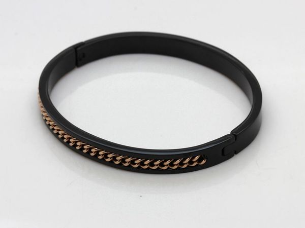 

bangle wlb0598 3 colors unique design stainless steel women bracelet with chain latest fashion trendy jewelry, Black