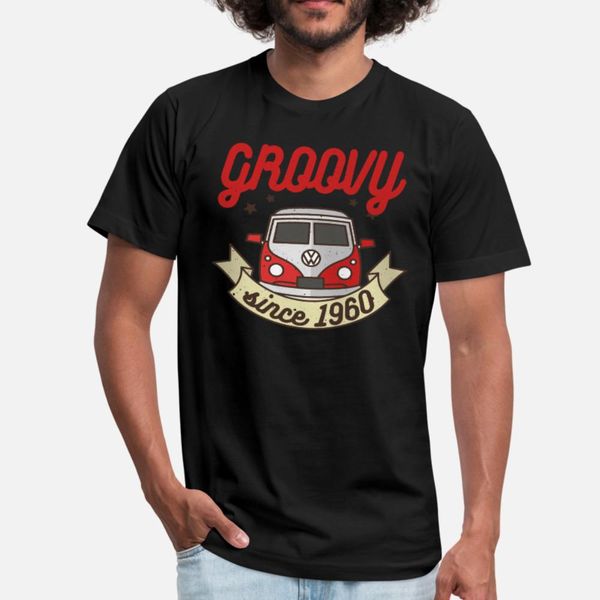 

groovy since 1960 hippie birtthday bus groovy t shirt men knitted tee shirt round collar unique famous comfortable summer novelty shirt