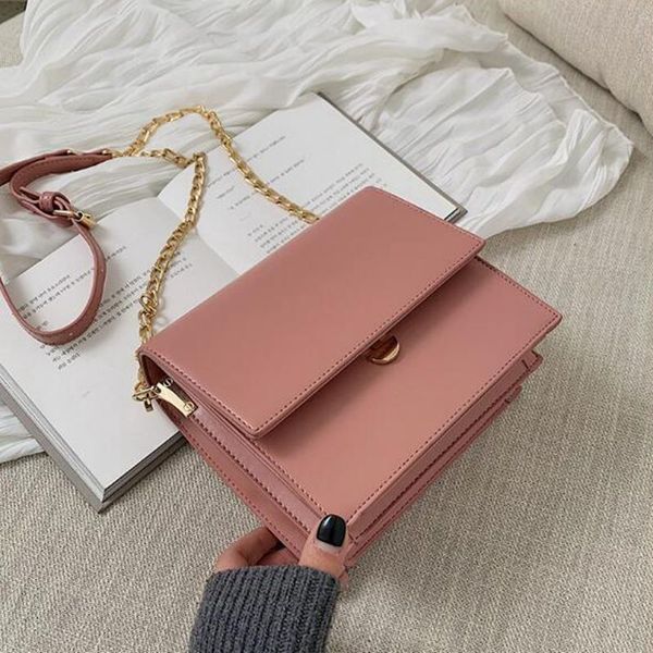 

2020 women's designer handbag fashion new pu leather flip square package simple shoulder messenger bag