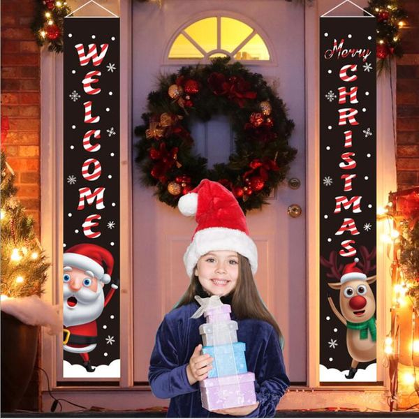 Noel couplet kapı afiş sundurma işareti Noel tatil asılı dekorasyon sundurma işareti dekoratif aile parti dükkanı alışveriş merkezi