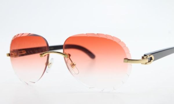 

2020 новый горячий 3524016 rimless бесплатная доставка черный рог буйвола солнцезащитные очки унисекс вождения очки с коробкой резные синий, White;black