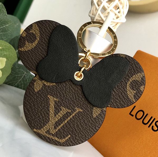

rat year designer fashion keychain purse pendant bags cars chains key rings for women gifts women mouse leather keychains with box, Silver