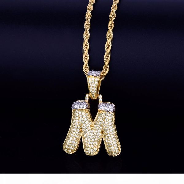 

men's snow bubble letters necklaces & pendant charm ice out cubic zircon hip hop jewelry with rope chain seller, Silver