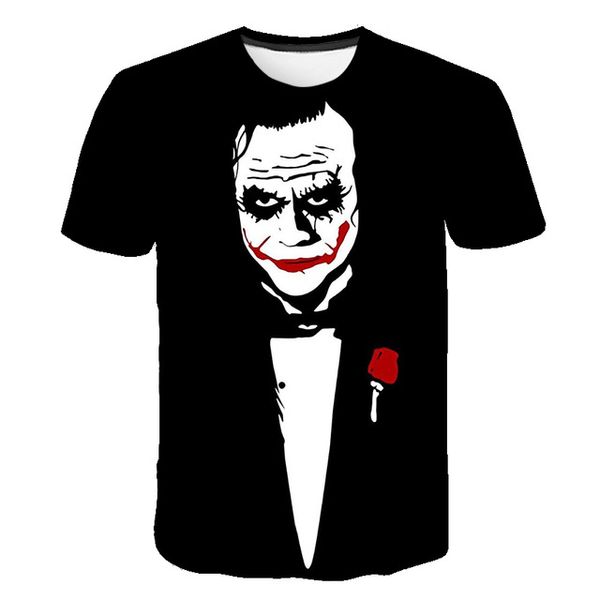 

the clown joker face male clown short sleeved 3d print shirts funny horror graphic men clothing