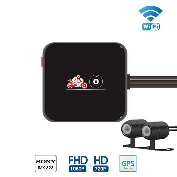 M6L P6L WiFi Мотоцикл DVR черточки Cam Full HD 1080P + 720P спереди Вид сзади Водонепроницаемый Мотоцикл камера Черный Recorder Box