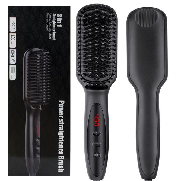 

men straightener link dropshipping beard man hair styler for quick comb straightening multifunctional straighten brush kbcyz, Black