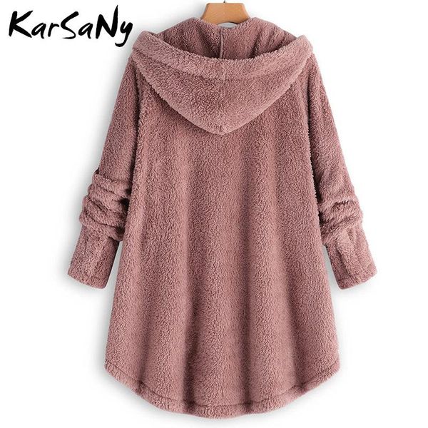 

winter hooded fleece jacket women plus size fur leopard jackets warm coat outerwear autumn hooded jacket oversized women hood y200101, Black;brown