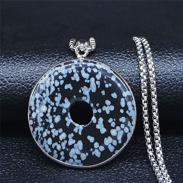 

pendant necklaces safety button natural stone stainless steel black silver color necklace jewelry cadenas mujer n4500s04