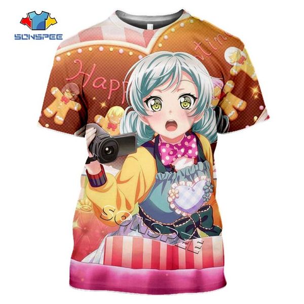 

summer puppet bang dream anime girl 3d print shirts plus size plus size graphic men clothing