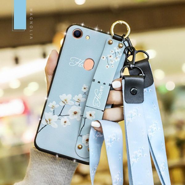 

cgjxsglitter diamond lanyard phone case for vivo y55 y66 y67 y71 y75 y79 y83 y85 y91 y93 y95 y97 v3 max z3i wrist band soft cover