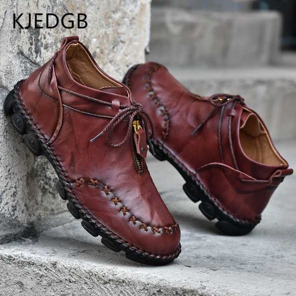 

kjedgb 2020 outdoor high-loafers men breathable comfortable casual cow leather shoes men big size 38-48, Black