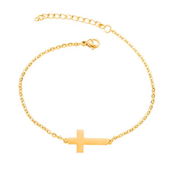 

bracelet for women stainless steel cross charm gold chain bracelet fashion steel gifts for woman accessories wholesale, Black