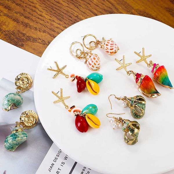 

aensoa colorful pearl shell tassel drop earrings for women bohemia beach jewelry 2020 natural colorful shell long dangle earring, Silver