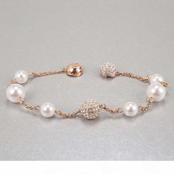 

classic fashion new luxury hand ornaments popular products gentle pearl bracelet magnetic clasp bracelet rose gold jewelry cross border whol, Black