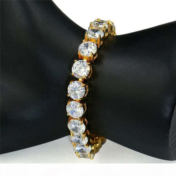 

hip hop men jewelry 18k gold plated iced out bling cz bracelet link chain mens diamond bracelet for party wedding, Black