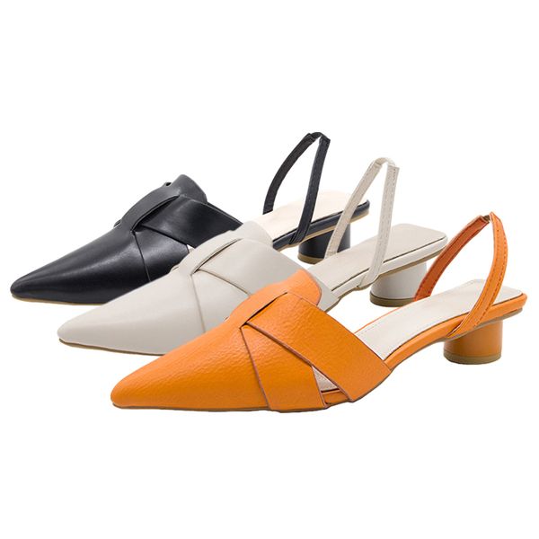 

2020 summer new fashion low heel slippers for woman casual pointed round heels home sandals women korean ladies indoor slipper, Black