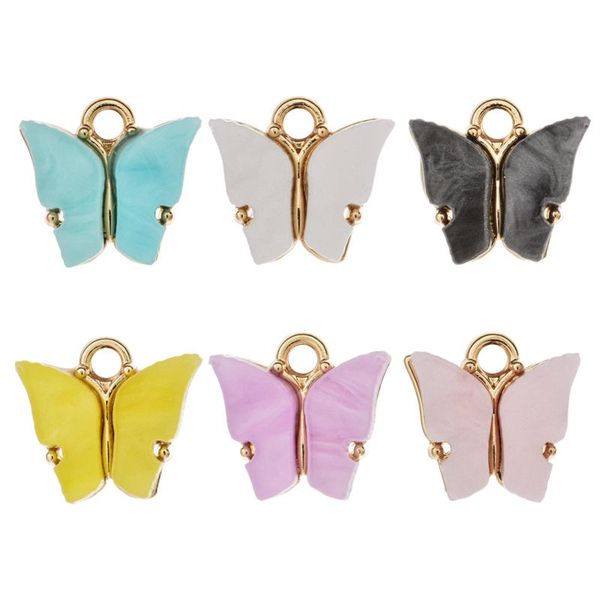

butterfly charms diy acrylic pendant for necklace bracelet pendant handmade gifts ornament cute jewelry accessories 10pcs/lot dhb1311, Black