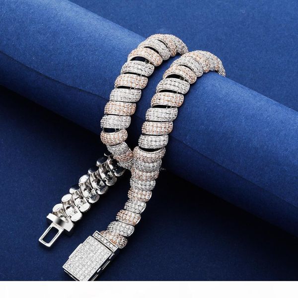 

iced out chains mens 14k gold cuban link hip hop jewelry luxury designer necklaces bling diamond tennis statemend lock necklace rapper boy, Silver