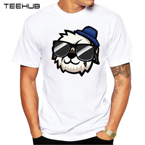 

2019 teehub men's fashion cool dog in glasses printed short sleeve t-shirt novelty o-neck design cool desgin tee