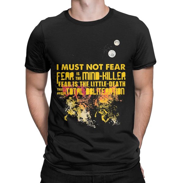 

vintage dune 2020 frank herbert science t-shirt for men round neck 100% cotton t shirt litany against fear short sleeve tees