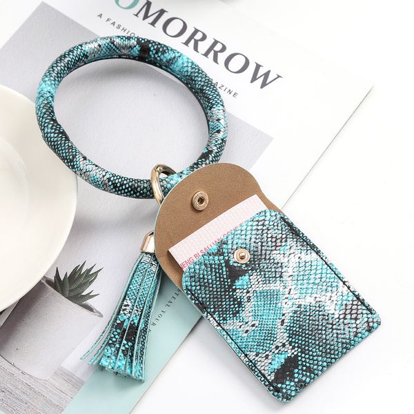

keychains 2021 creative key chain ring pendant pu croco snakeskin card holder keychain tassels wristband coin purse gifts wholesale, Silver
