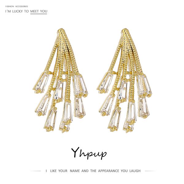 

yhpup luxury natural pearl delicate cubic zirconia stud earrings for women kpop bijoux femme earrings jewelry gift, Golden;silver