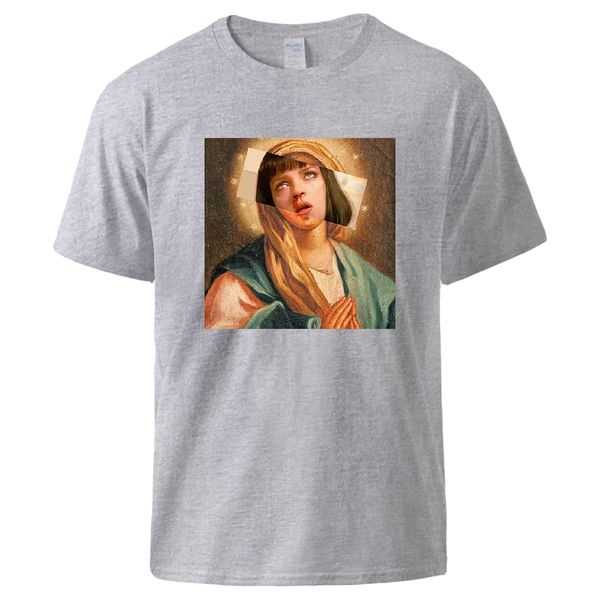 

virgin mary pulp fiction tshirts mens summer short sleeve pullover male brand fashion loose casual streetwear tshirts loose tees