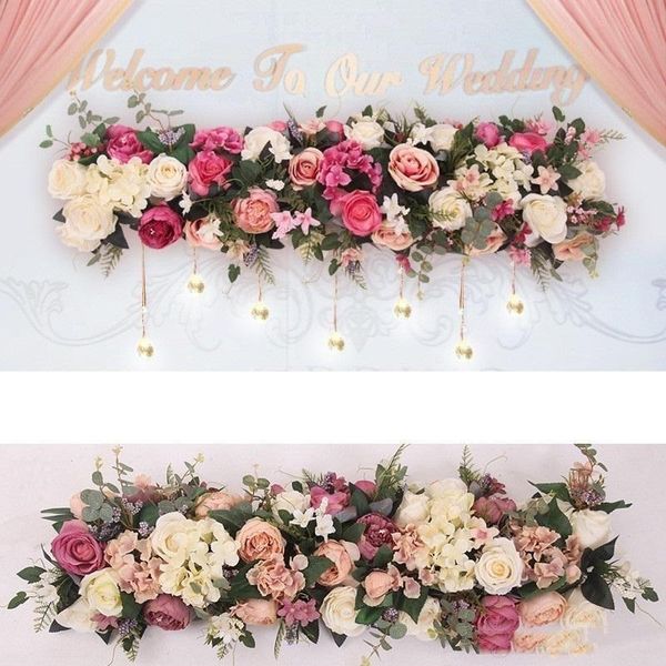 

wedding arch silk rose flower guide wedding row centerpiece road arch decorative flower backdrop row diy artificial decoration xhlight lnfe