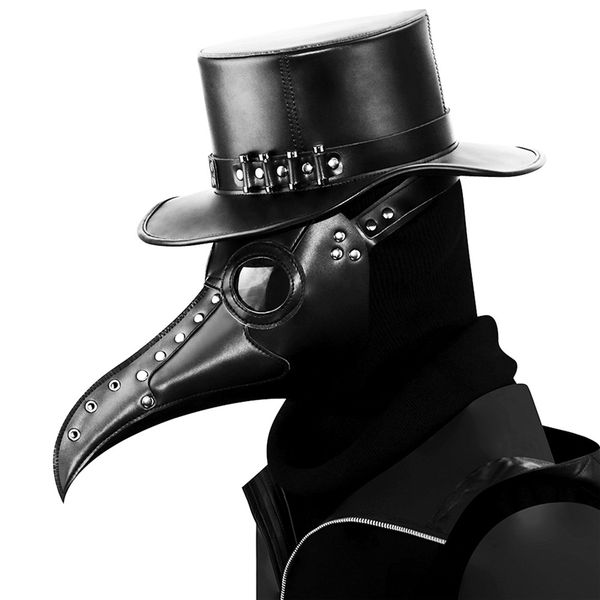 

кожа чумной доктор маска steampunk птица маска длинный клюв halloween masquerade партии костюма страшные маски prop jk2009xb