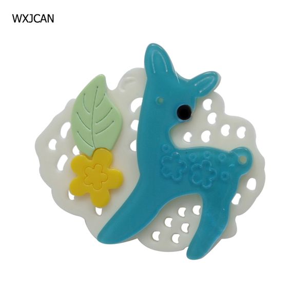 

wxjcan fairy tale sika deer acrylic brooch pins cartoon badge brooch jewelry fashion size 60mm*53mm, Gray