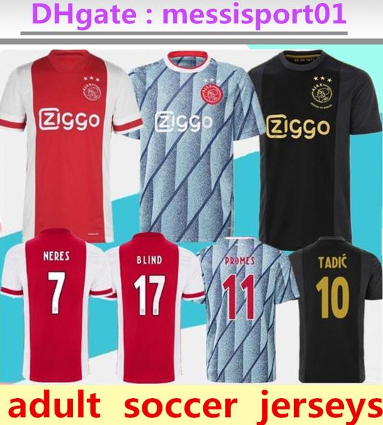 

2020 2021 ajax fc home away soccer jersey 20/21 maillot de foot ziyech neres tadic tagliafico ajax away football shirts camisetas de futbol, Black;yellow